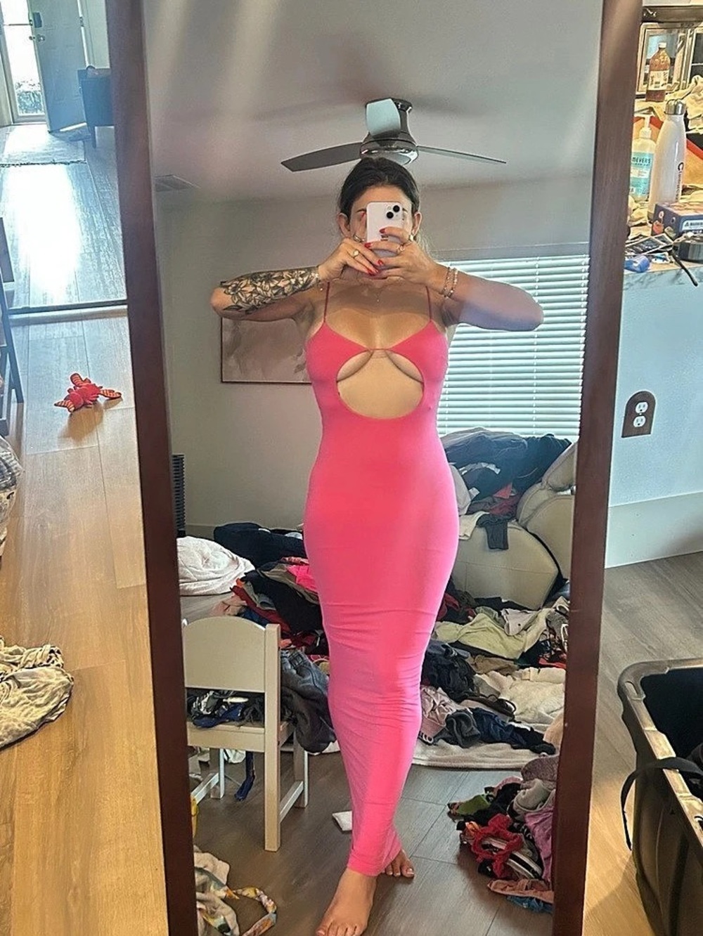 Outcast Cutout Maxi Dress in Pink Like New